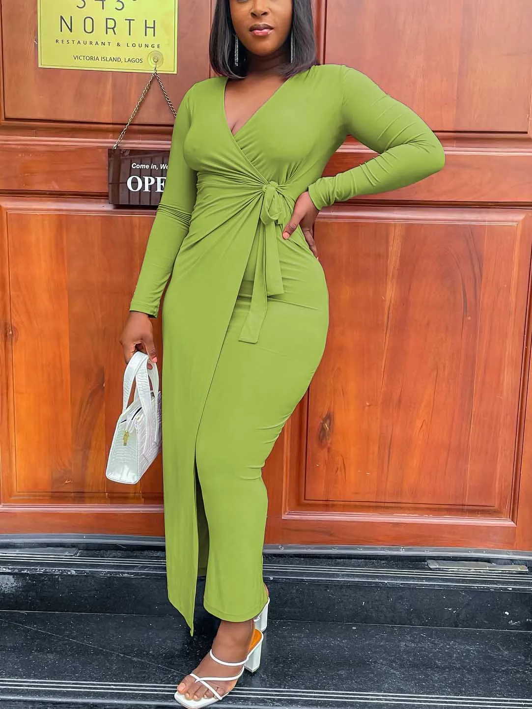Tie Waist Maxi Wrap Dress