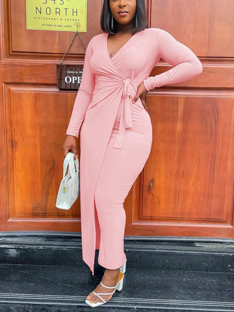 Tie Waist Maxi Wrap Dress