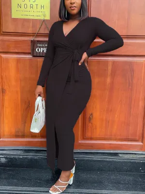 Tie Waist Maxi Wrap Dress