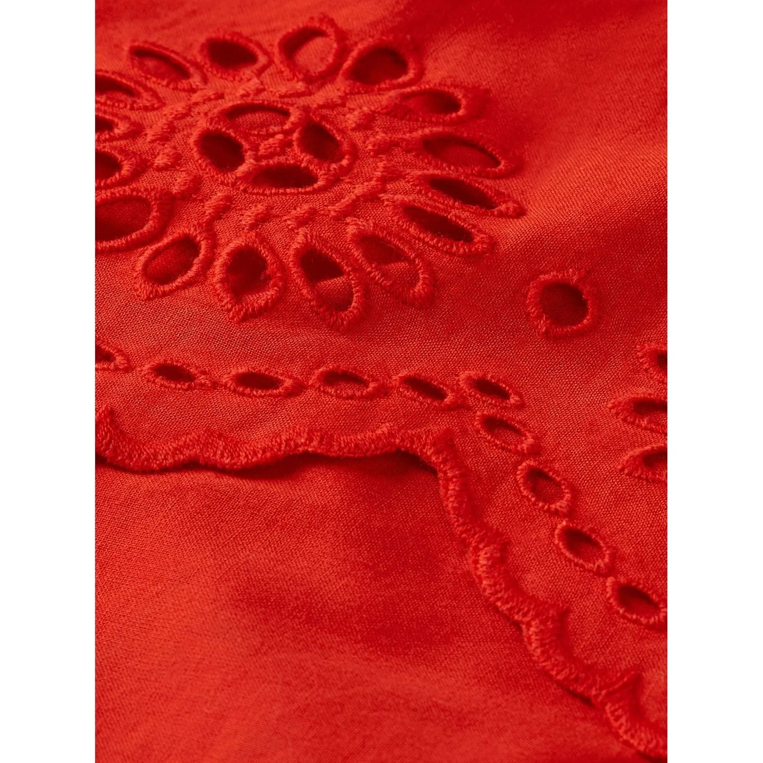 Tiered Broderie Anglaise Skirt - Lobster Red