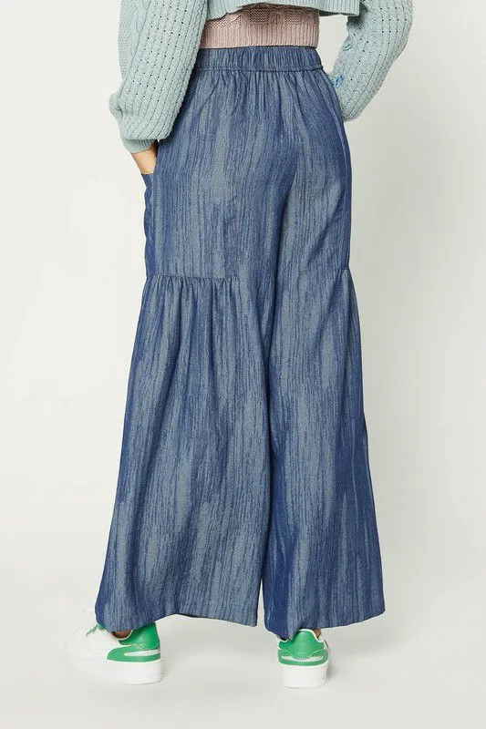 Tiered Chambray Pants