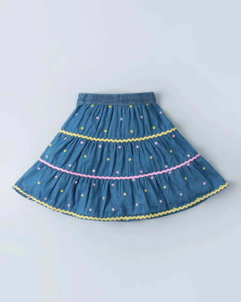 Tiered Denim Skirt