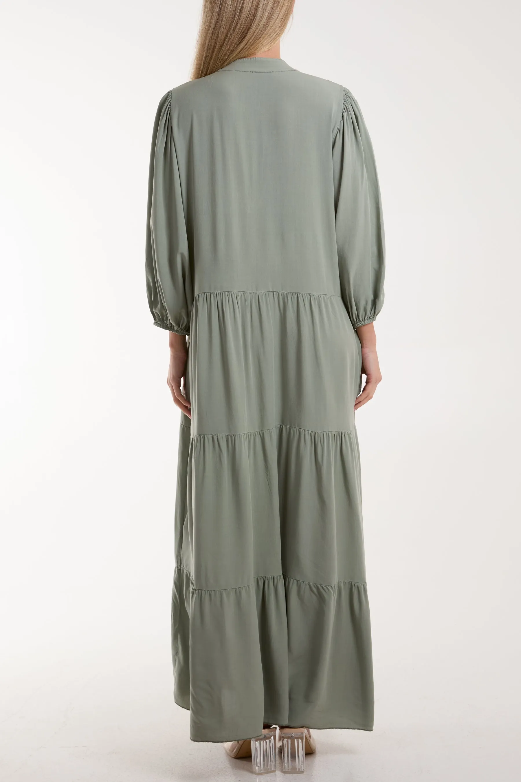 Tiered Maxi Shirt Dress