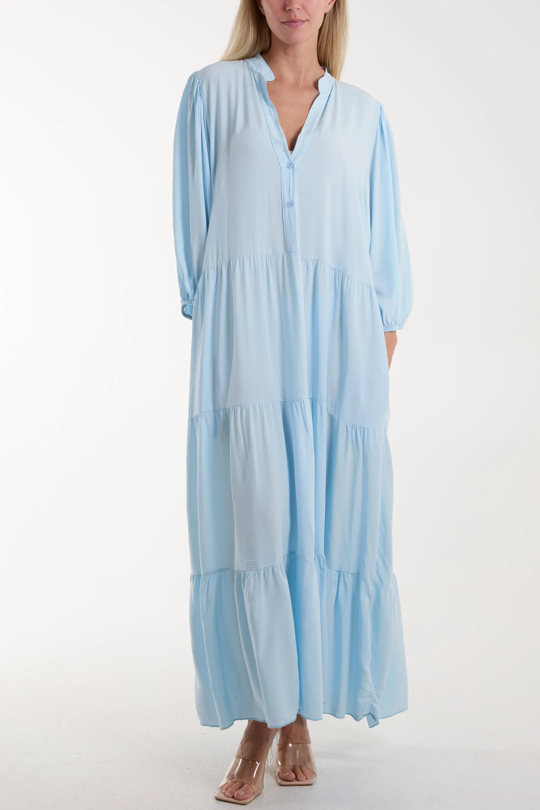 Tiered Maxi Shirt Dress
