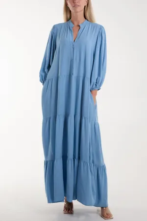Tiered Maxi Shirt Dress