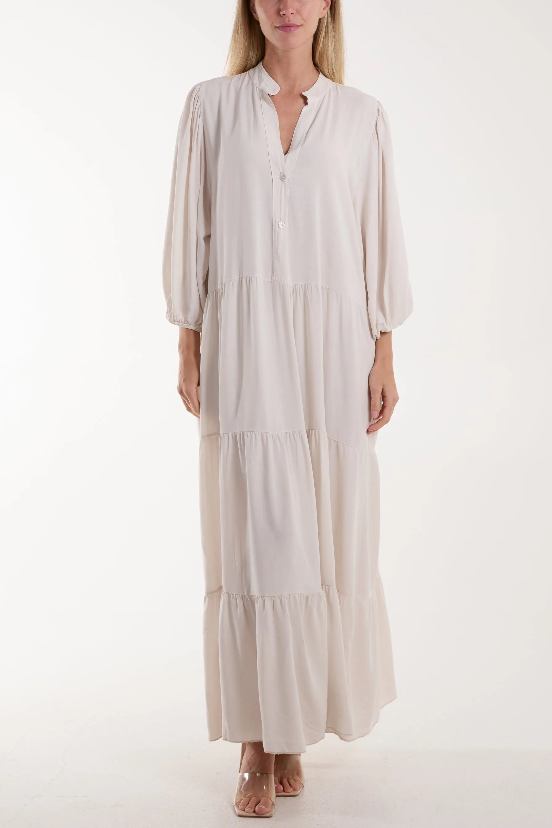 Tiered Maxi Shirt Dress