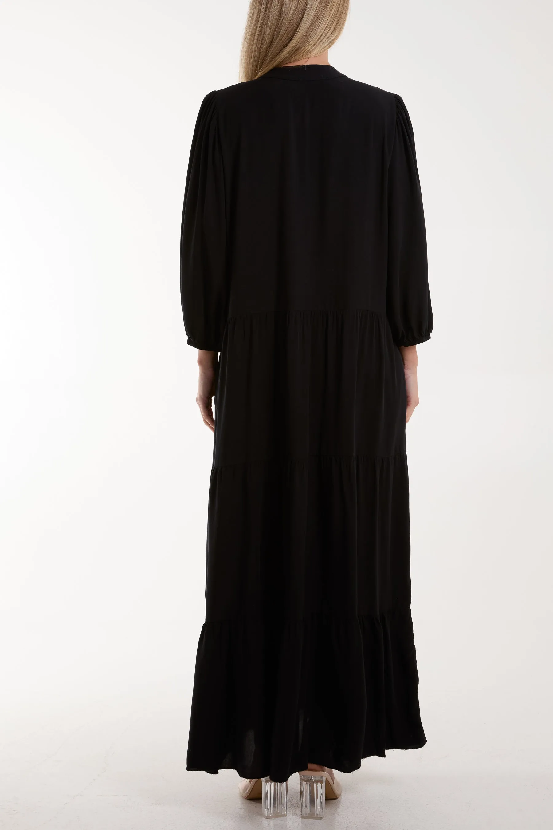 Tiered Maxi Shirt Dress