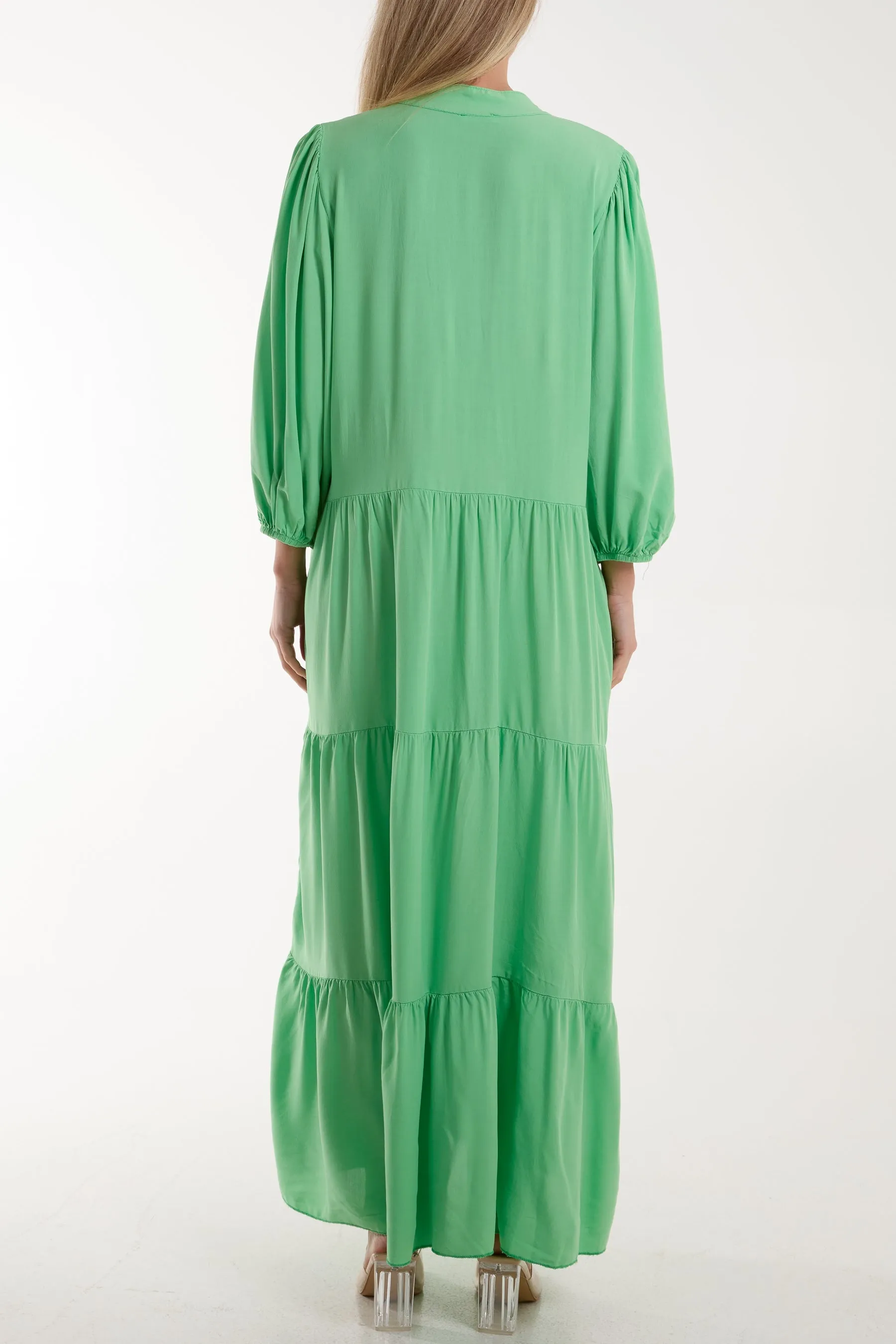 Tiered Maxi Shirt Dress