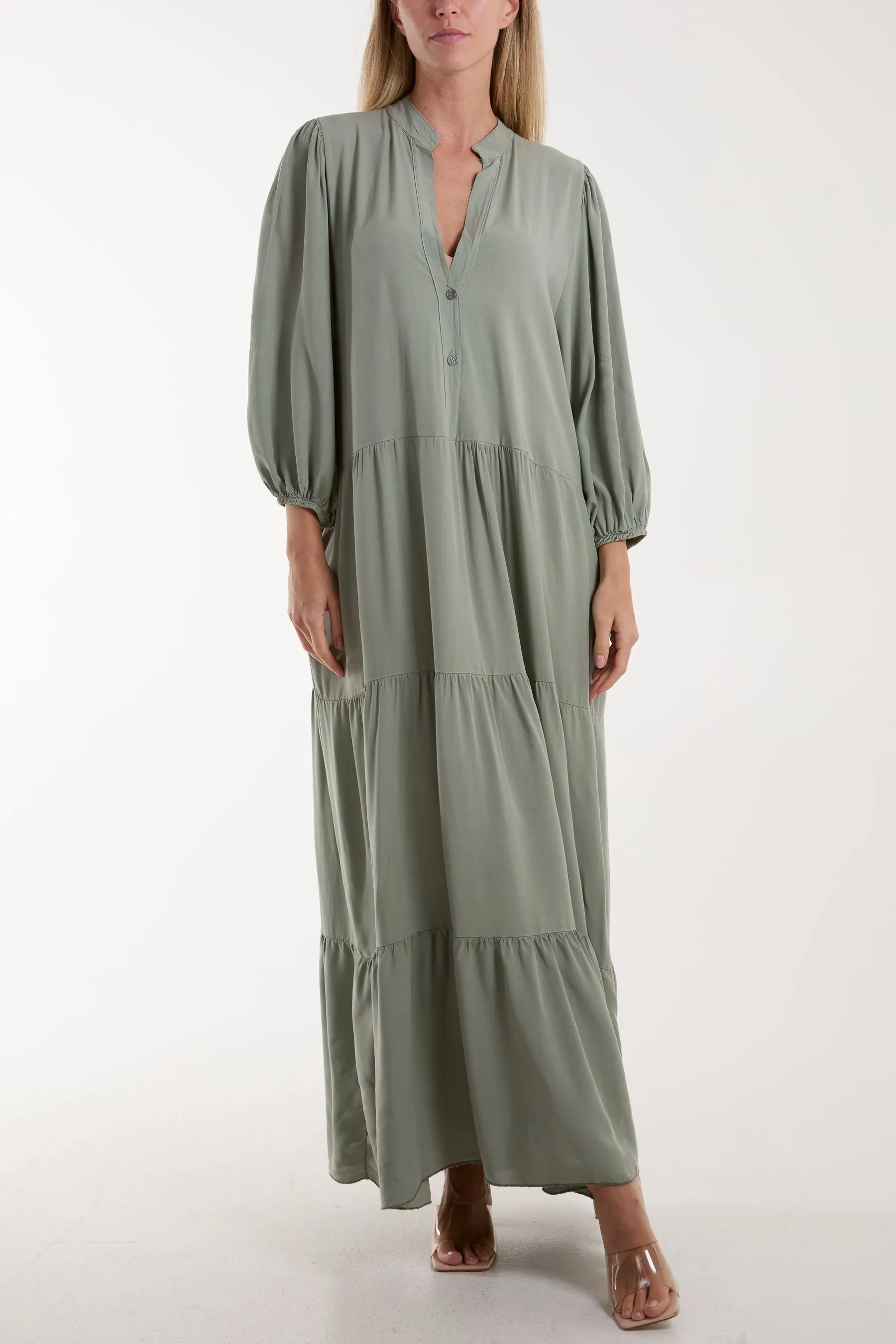 Tiered Maxi Shirt Dress