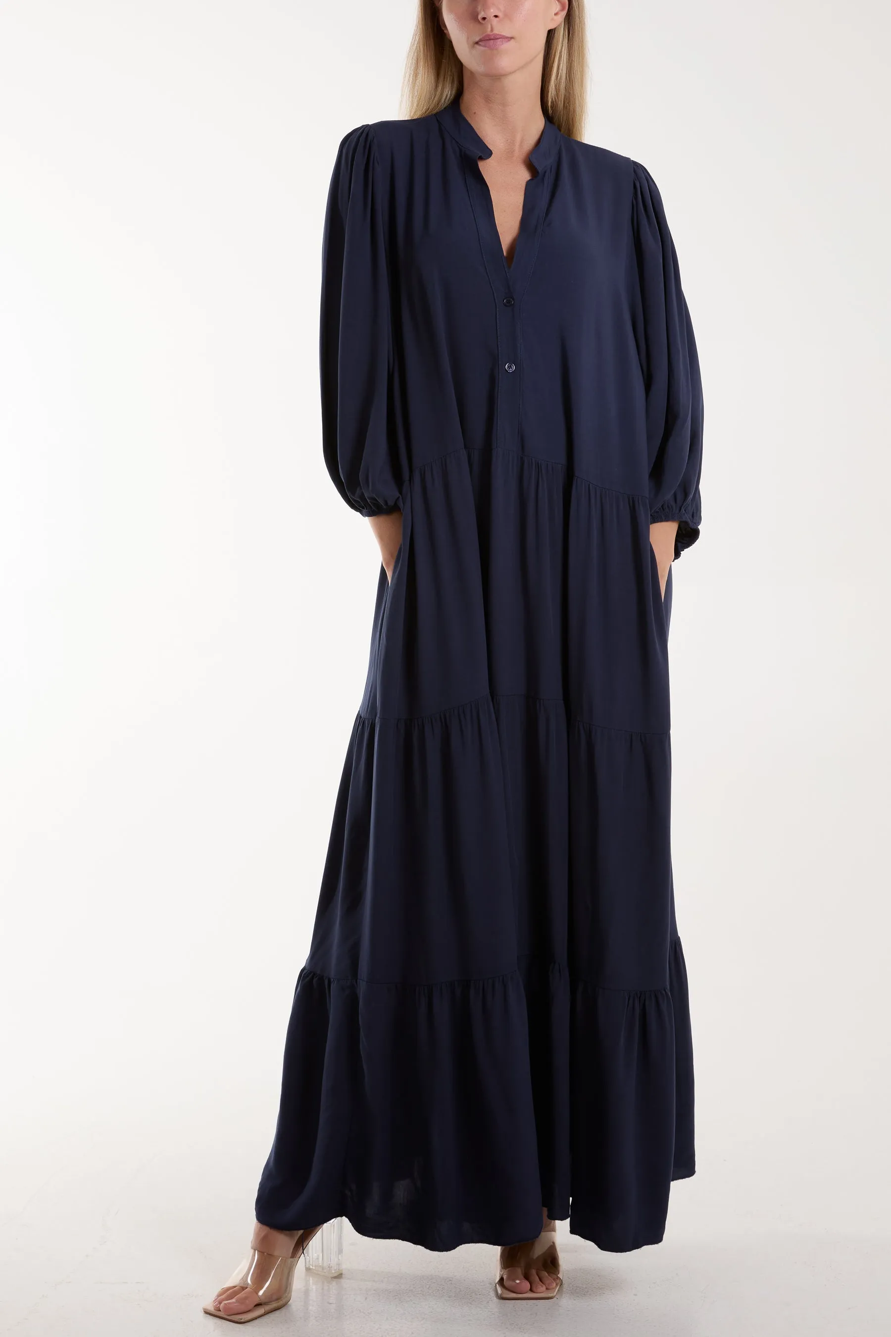 Tiered Maxi Shirt Dress