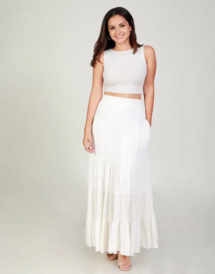 Tiered Midaxi Skirt in Cheesecloth