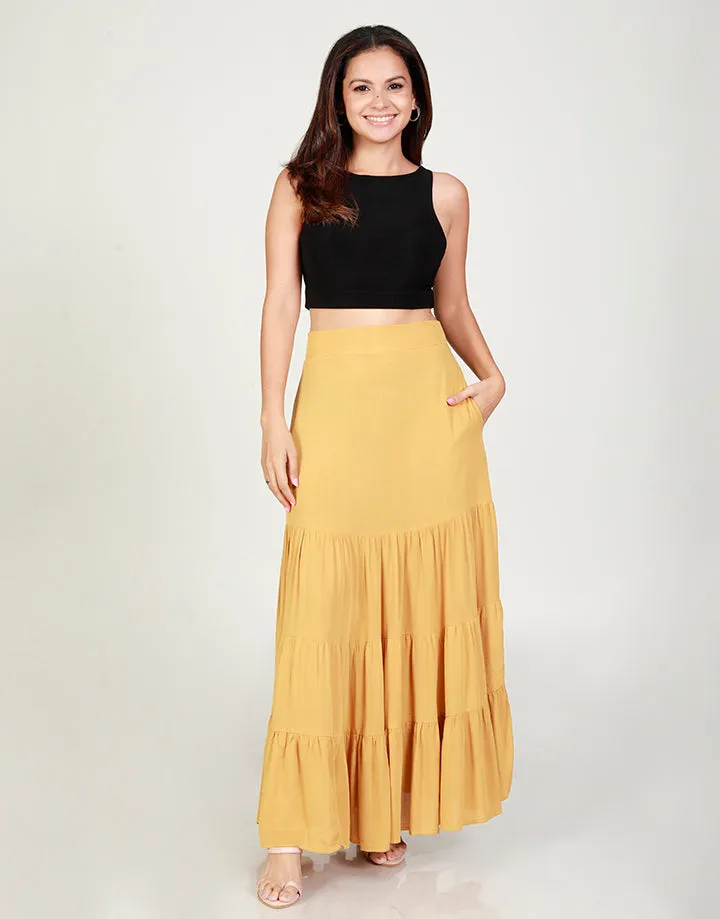Tiered Midaxi Skirt in Cheesecloth