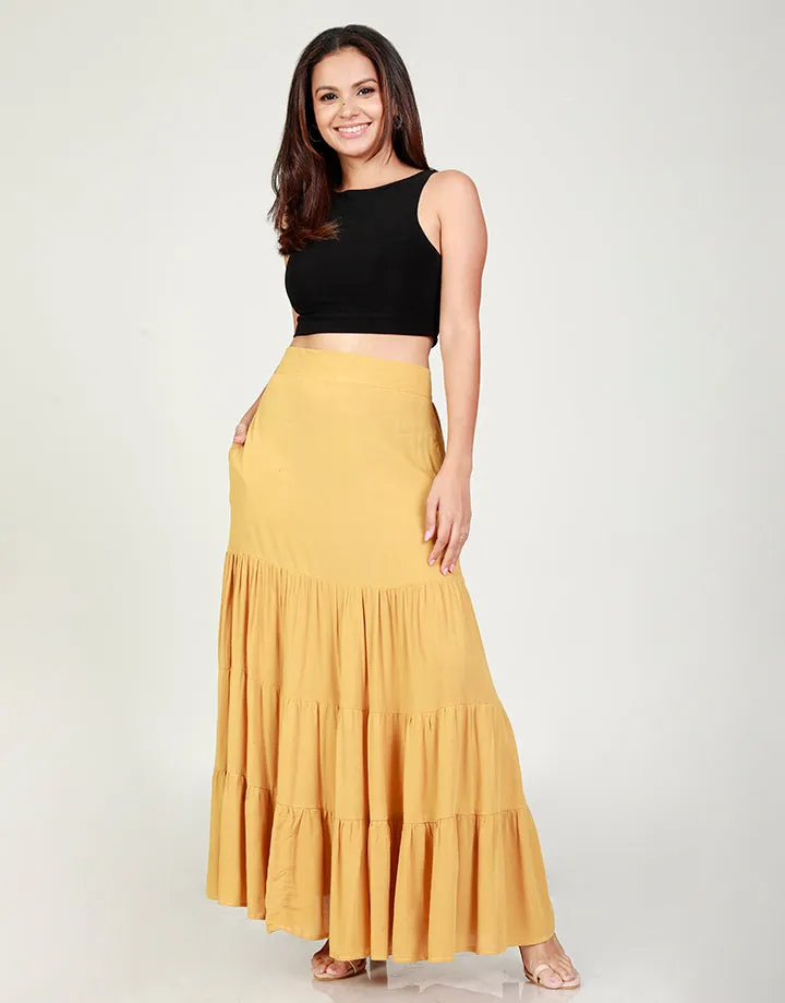 Tiered Midaxi Skirt in Cheesecloth