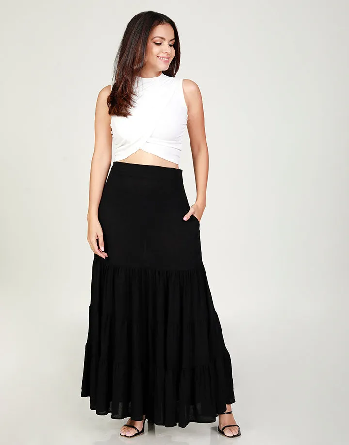 Tiered Midaxi Skirt in Cheesecloth