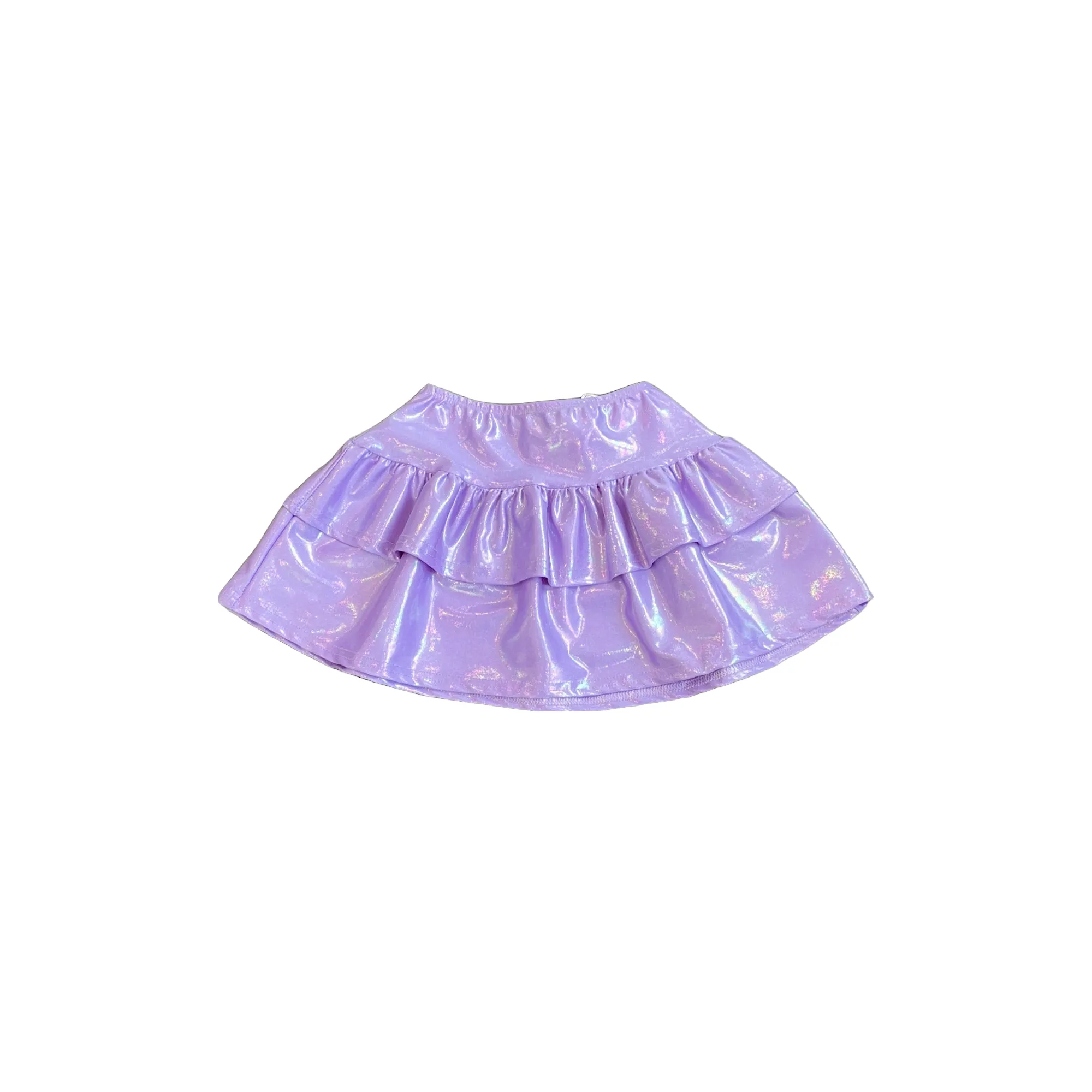 Tiered Ruffle Lame Skirt