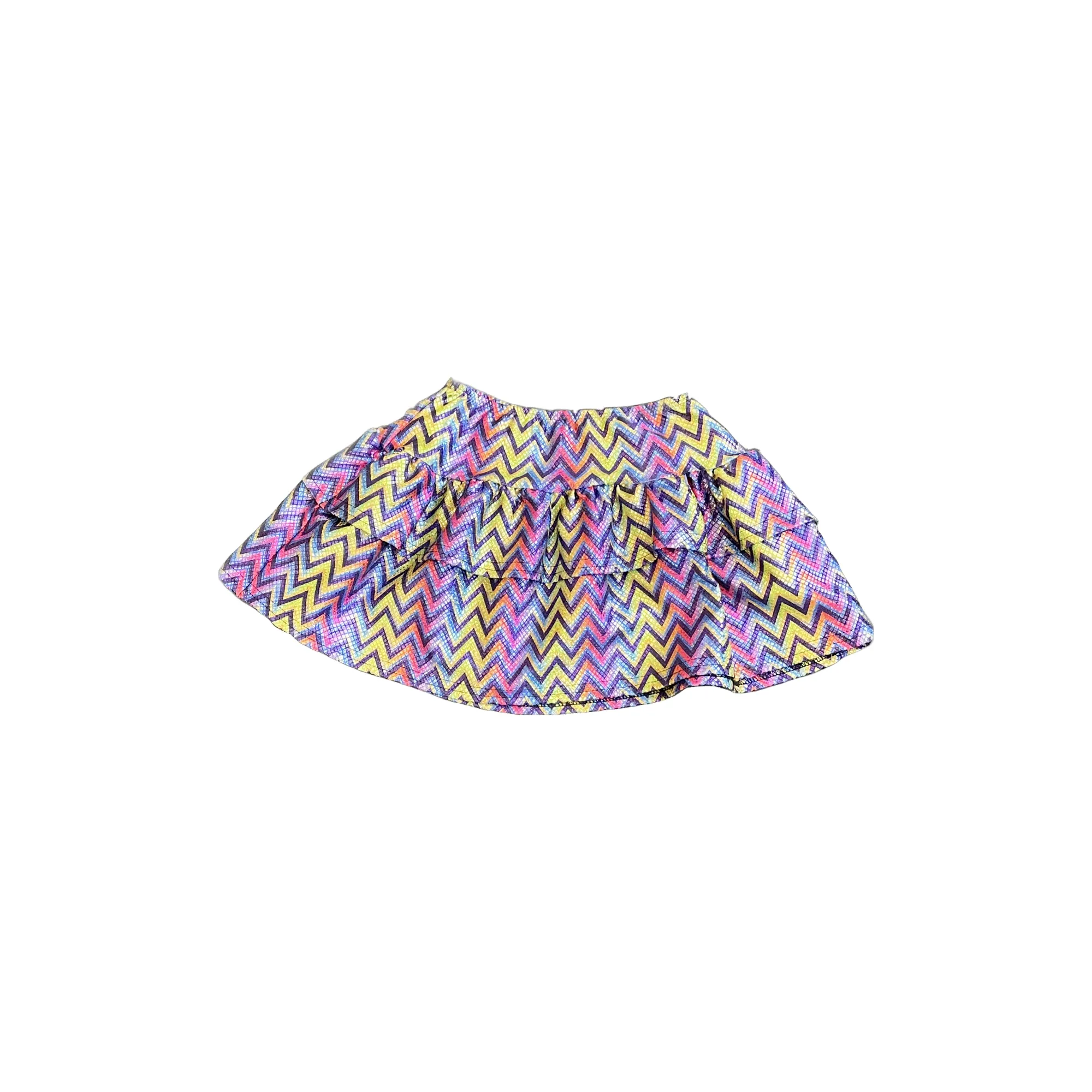 Tiered Ruffle Lame Skirt