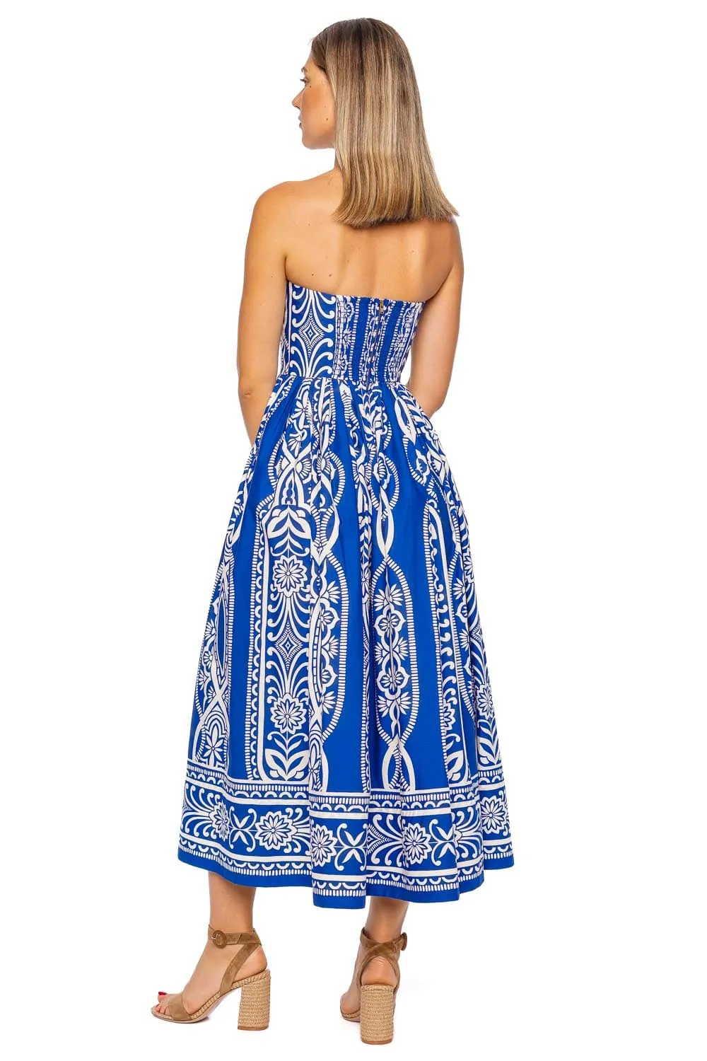 Torres Rowan Cobalt Strapless Midi Dress