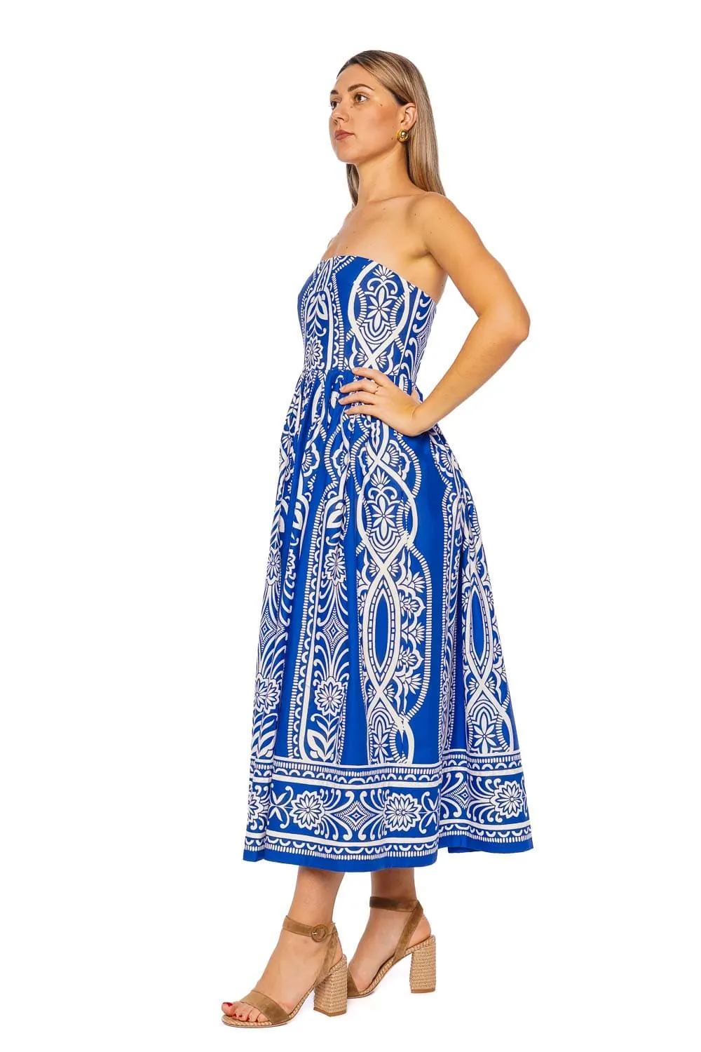 Torres Rowan Cobalt Strapless Midi Dress