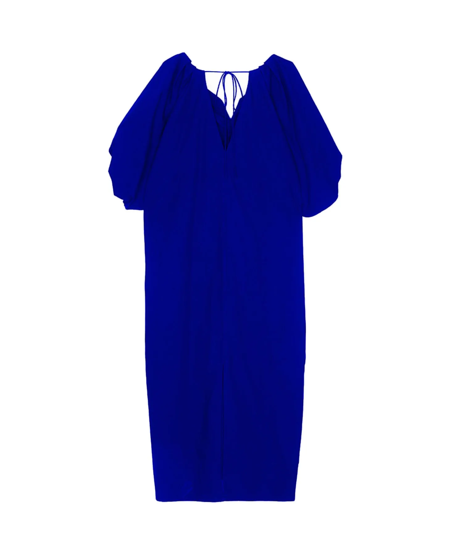 TUCKED COCOON DRESS IN BLUE
