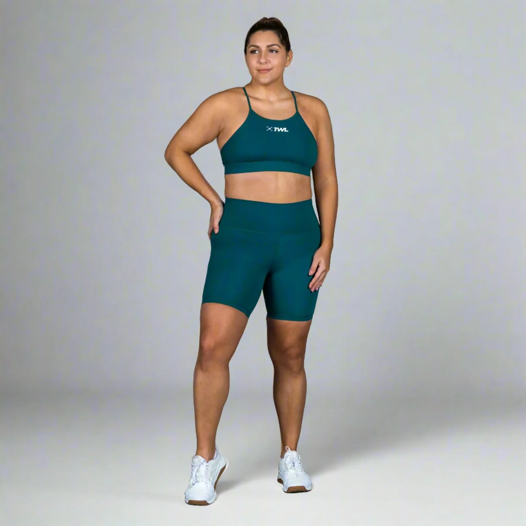 TWL - WOMEN'S HIGH WAISTED EXTRA LONG BALANCE SHORTS - TEAL