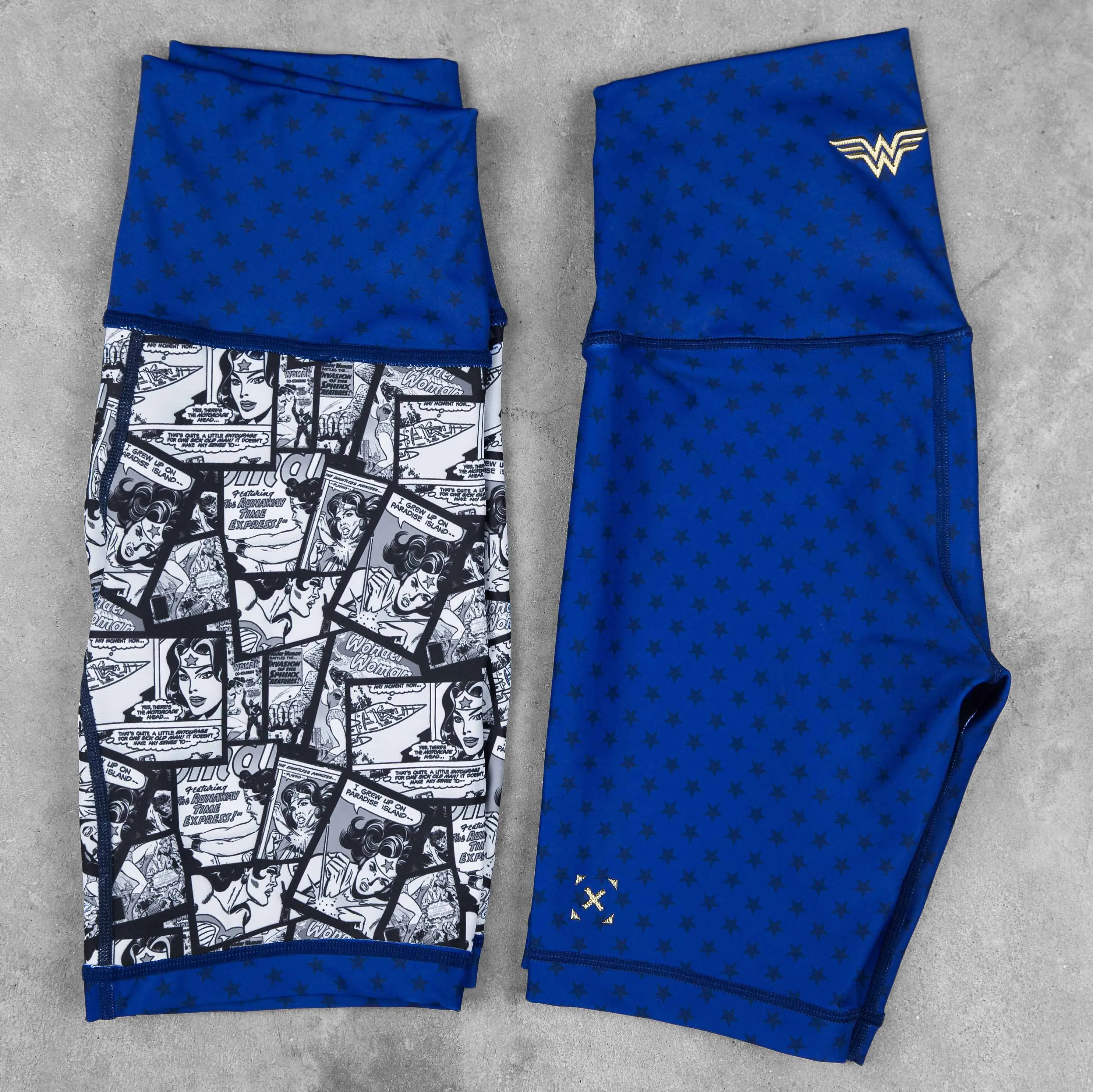 TWL X WONDER WOMAN - HIGH WAISTED EXTRA LONG BALANCE SHORTS - BLUE/ GOLD
