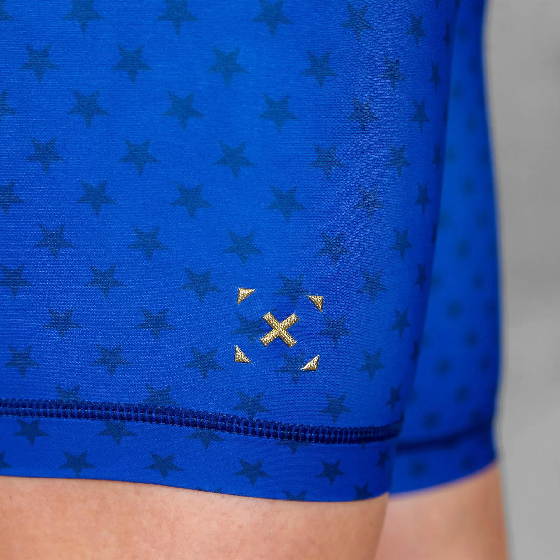 TWL X WONDER WOMAN - HIGH WAISTED EXTRA LONG BALANCE SHORTS - BLUE/ GOLD