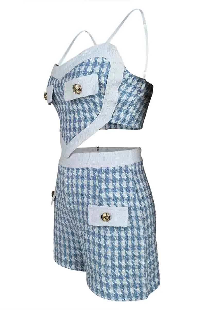 UM0301 Houndstooth Cami and Shorts Set