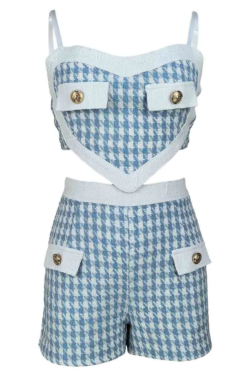 UM0301 Houndstooth Cami and Shorts Set