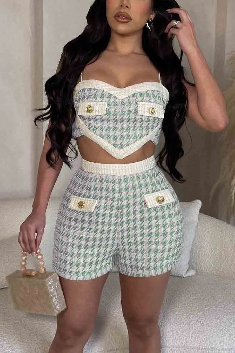 UM0301 Houndstooth Cami and Shorts Set