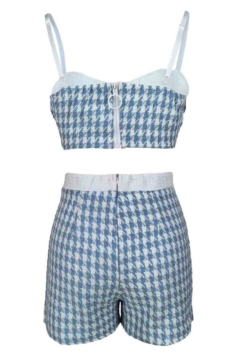UM0301 Houndstooth Cami and Shorts Set