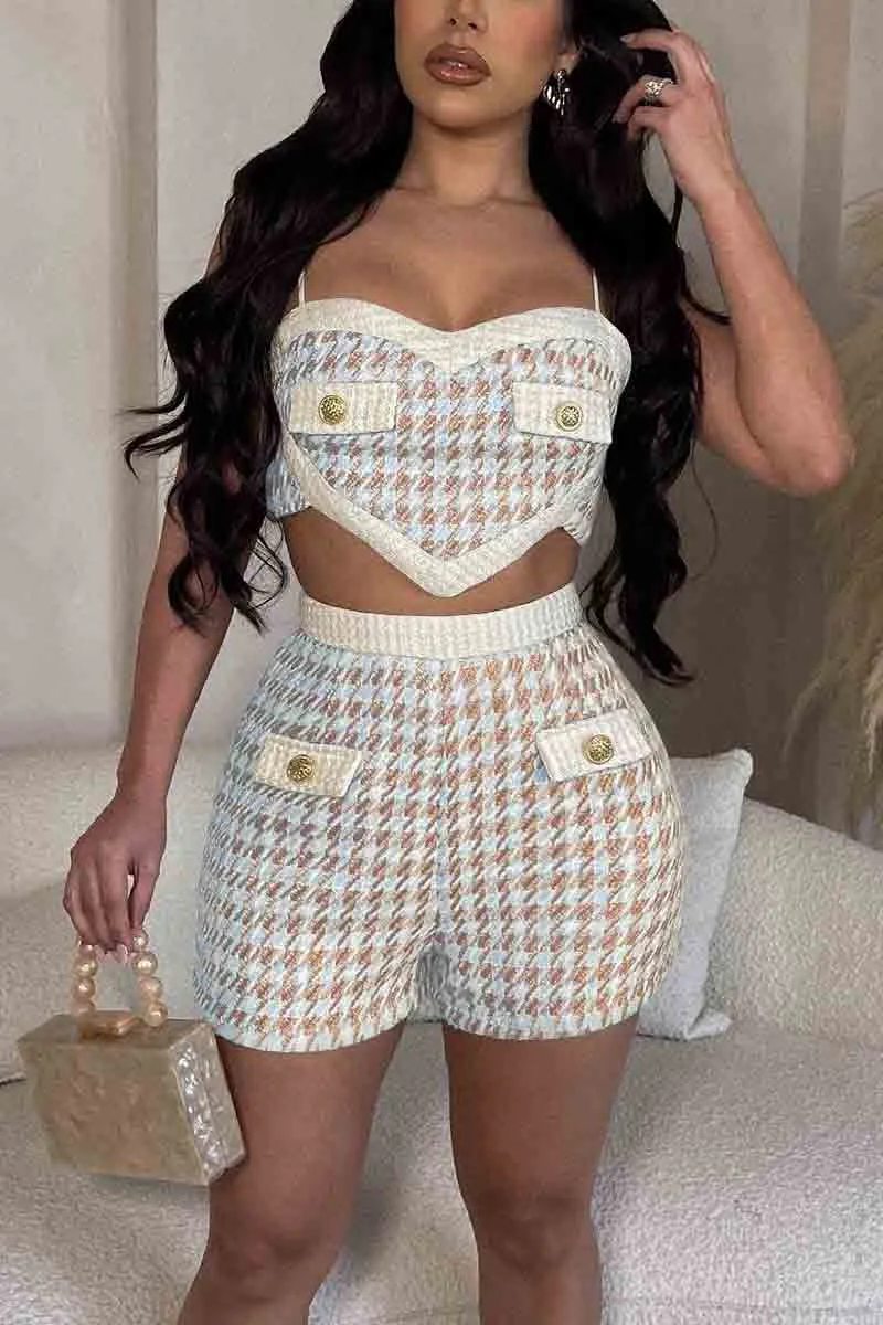 UM0301 Houndstooth Cami and Shorts Set