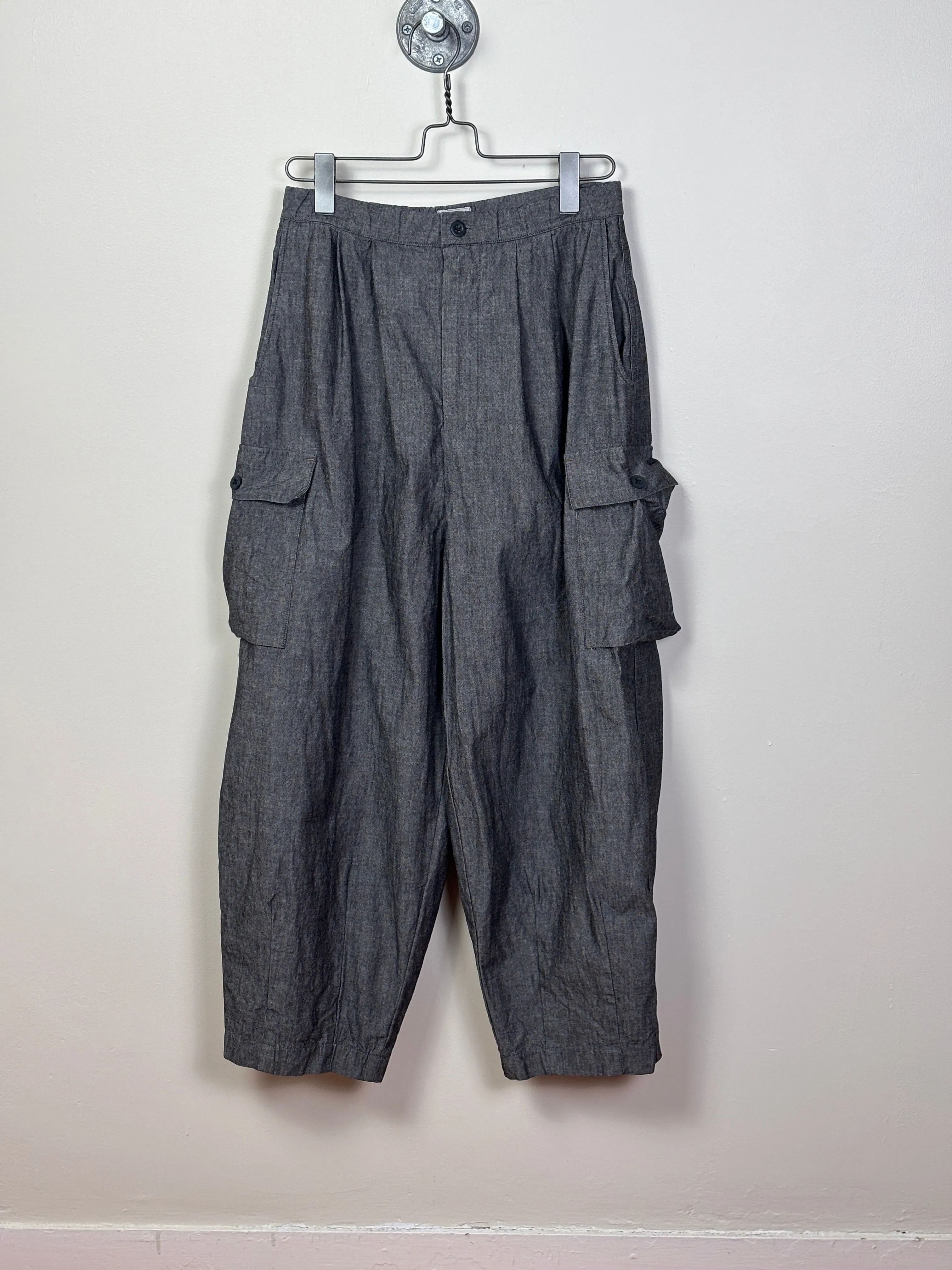 UQNATU  ~  Field Cargo Pants - Black Chambray