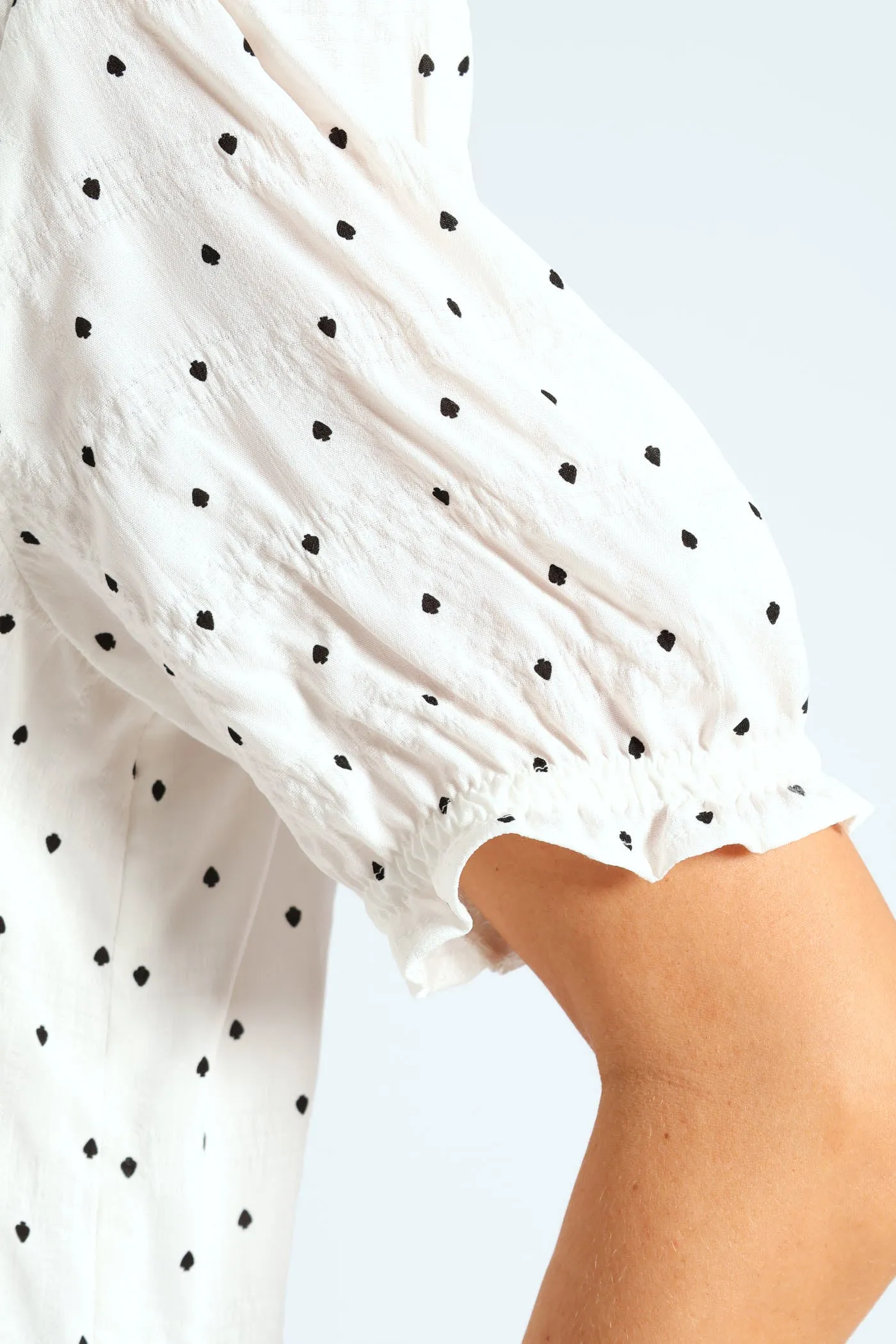 V-Neck Puff Sleeve Blouse - Cream