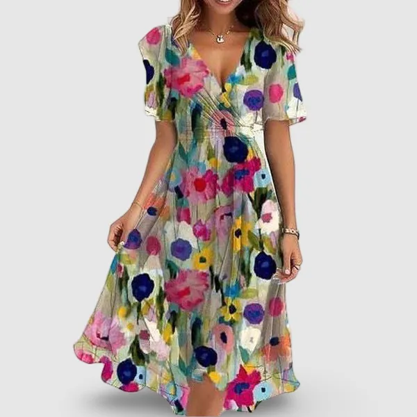 Viera Bloom | Abstract Midi Dress