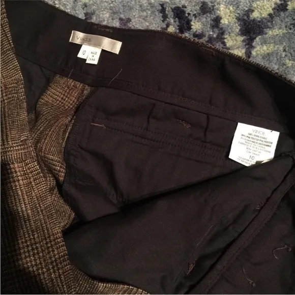 Vince Wool Cuff Shorts in Chocolate Brown Plaid