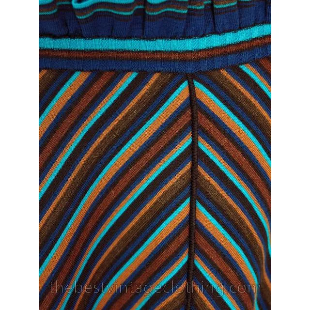 Vintage Avagolf Wool Knit Sweater Skirt Set 1970s Electric Blue Medium