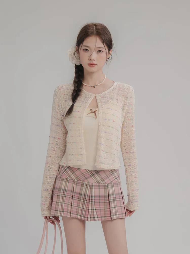 Vintage Plaid Pleated Mini Skirt