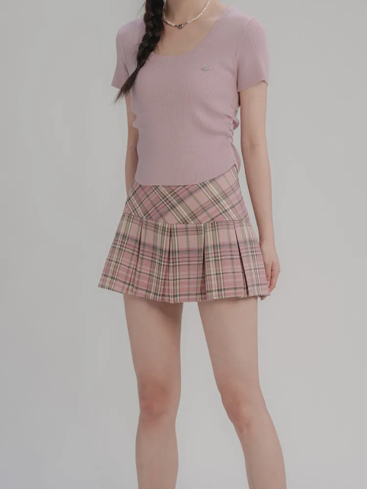 Vintage Plaid Pleated Mini Skirt