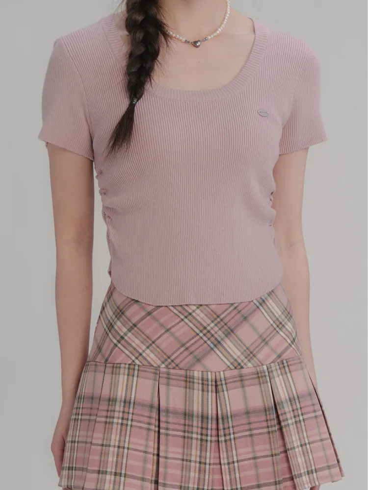 Vintage Plaid Pleated Mini Skirt