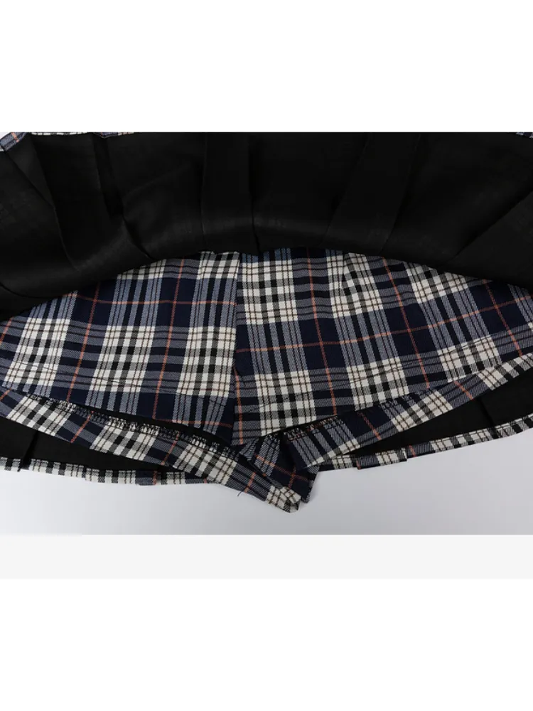 Vintage Plaid Pleated Mini Skirt