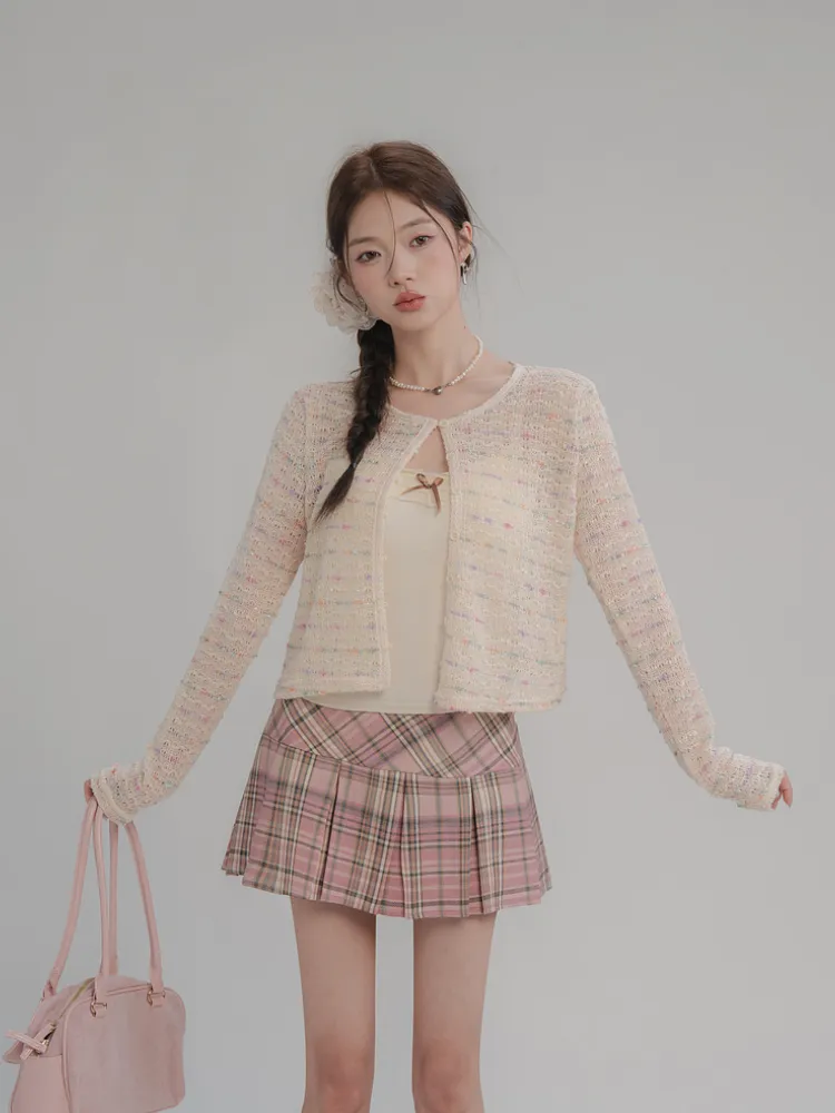 Vintage Plaid Pleated Mini Skirt