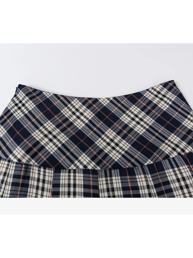 Vintage Plaid Pleated Mini Skirt