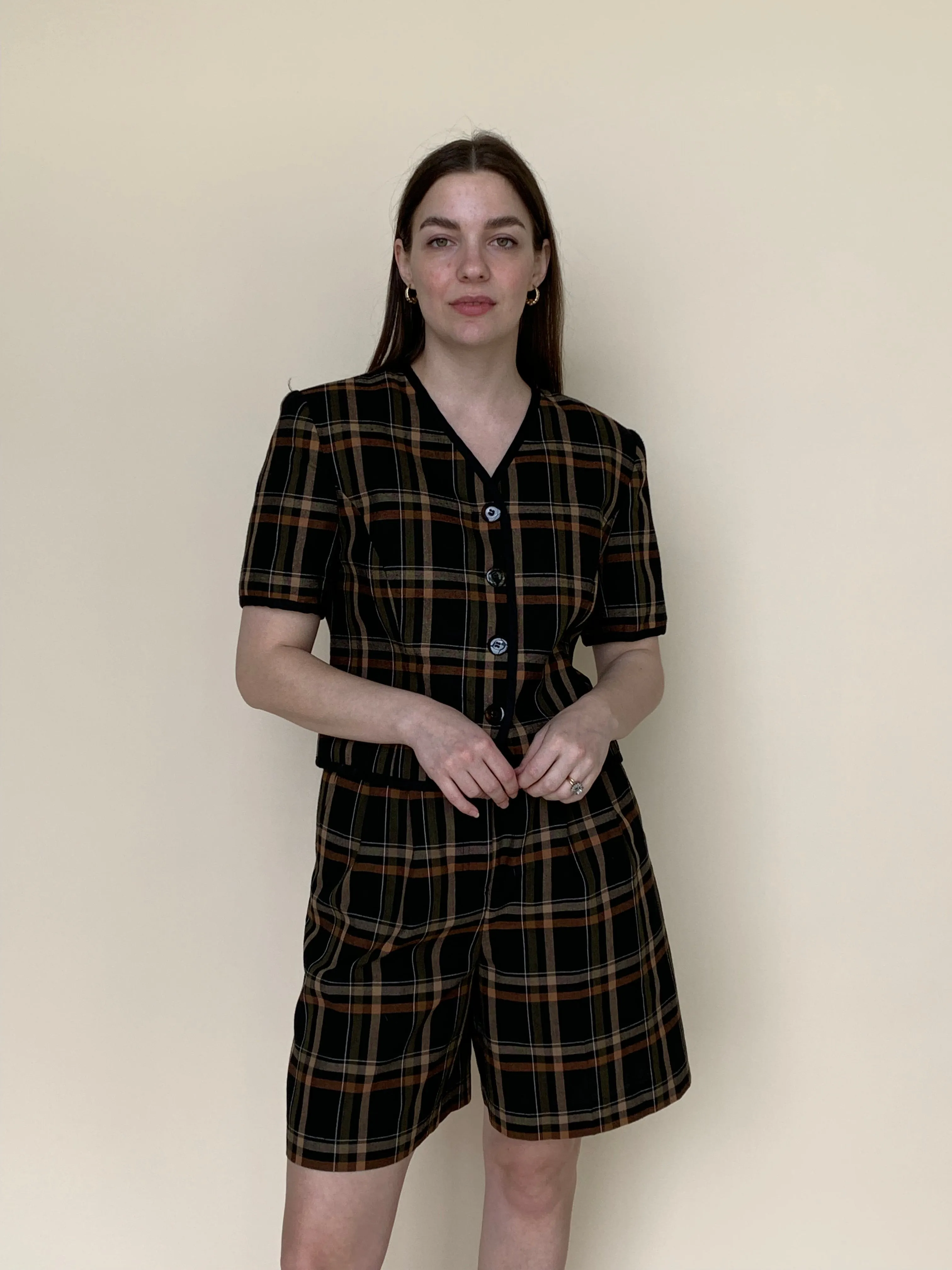 Vintage plaid short set