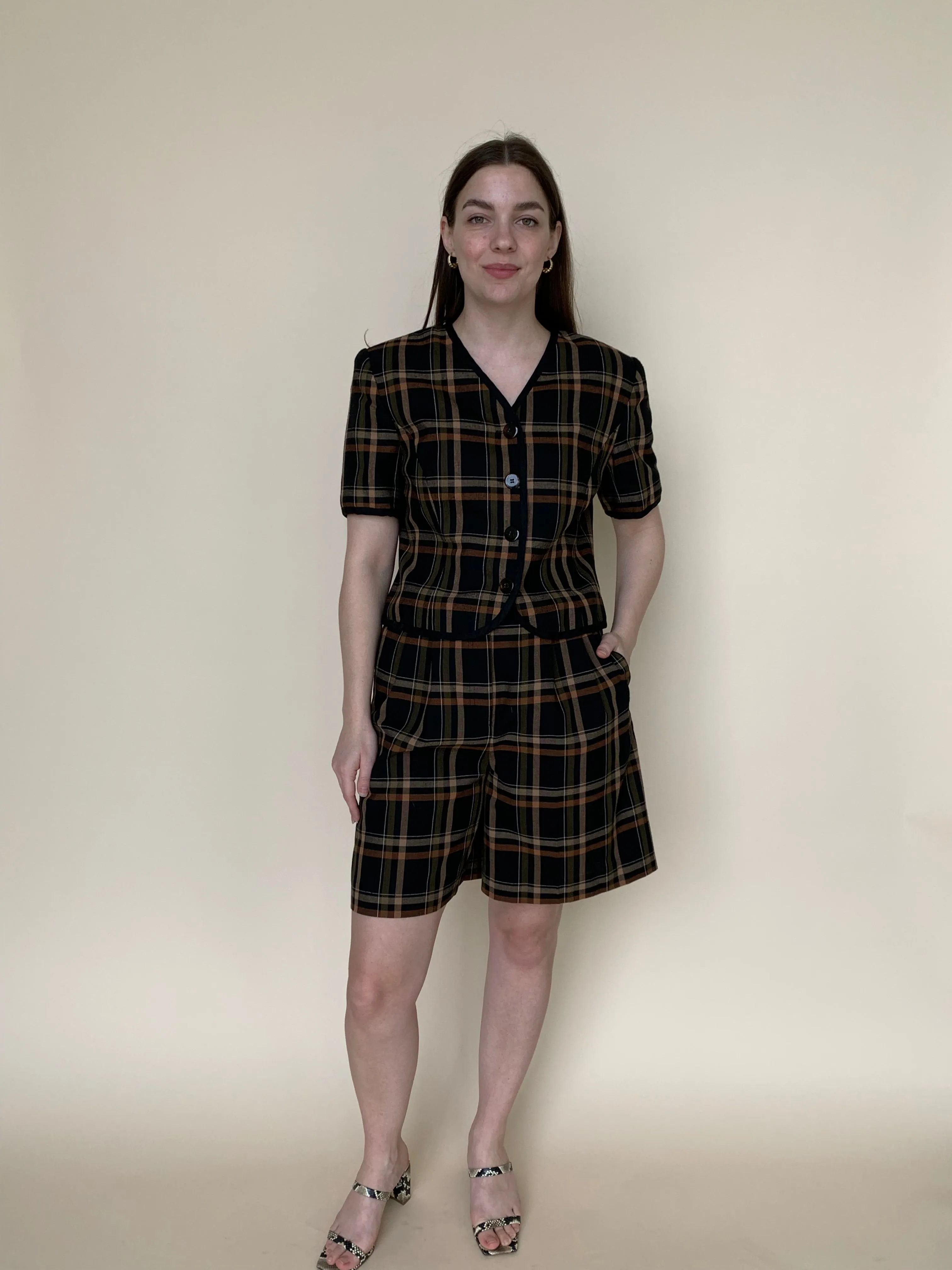 Vintage plaid short set