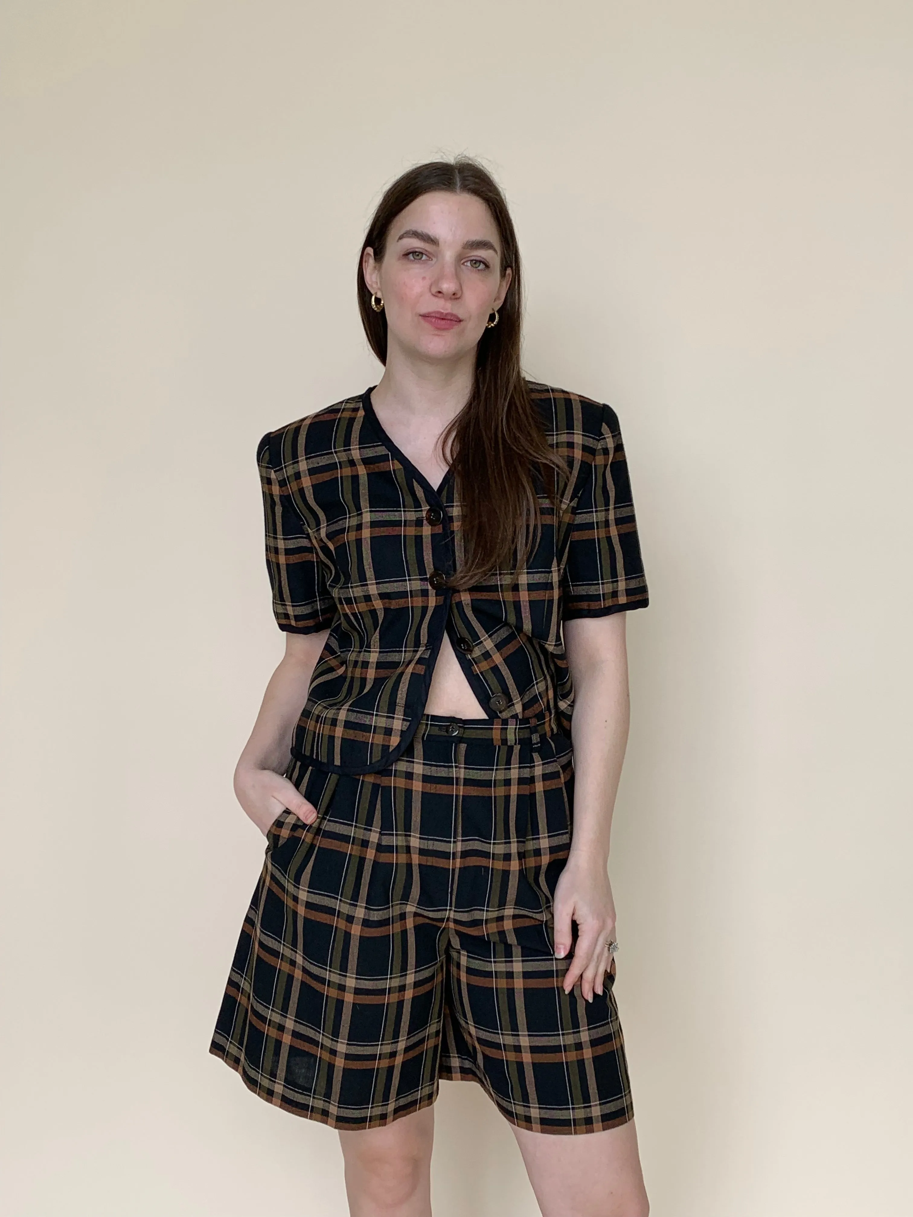 Vintage plaid short set