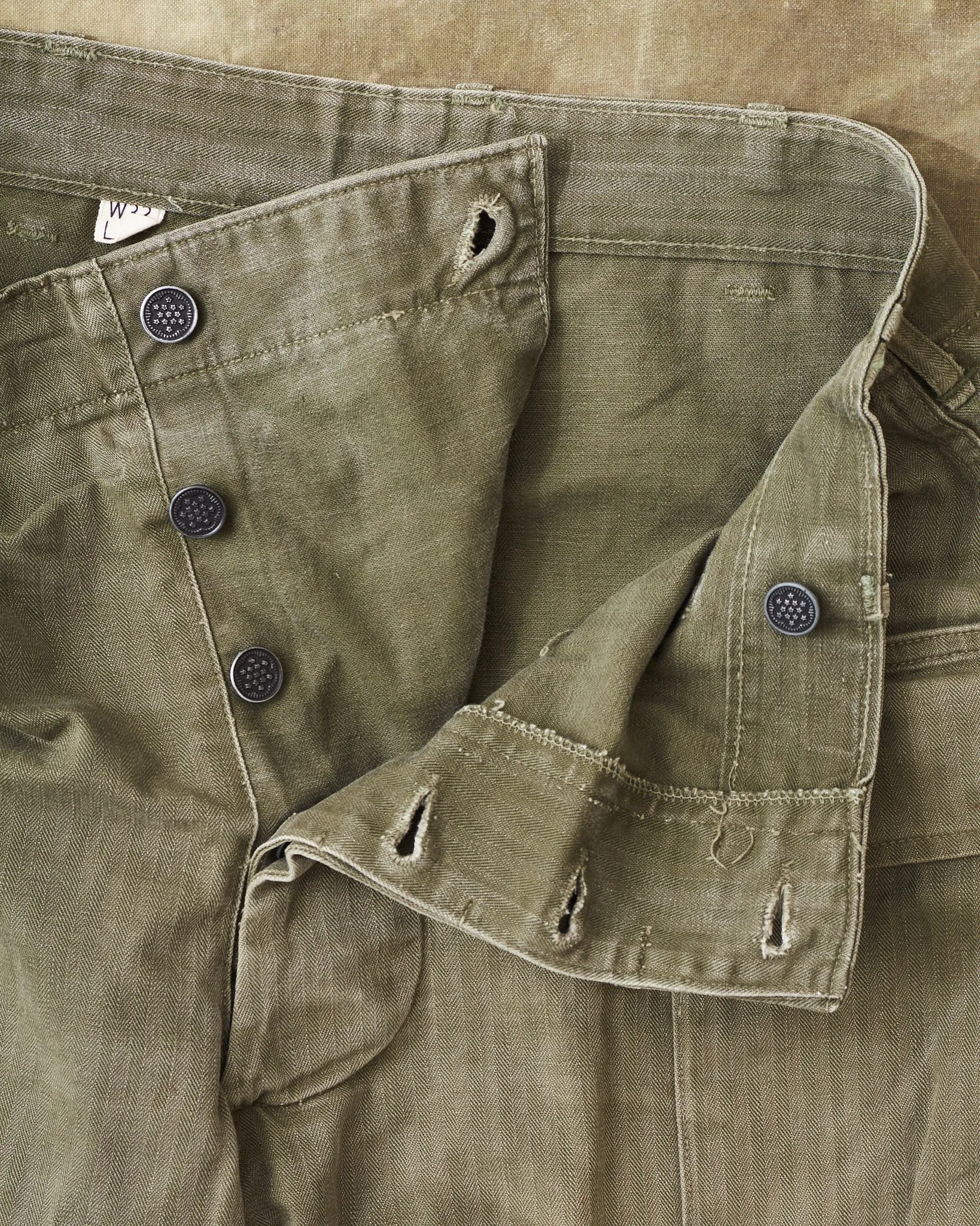 Vintage US Army M-42 WWII HBT Twill Pants Size 33
