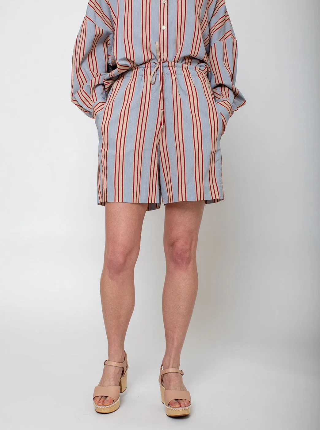 Violetta Shorts - Grey with Red Stripes