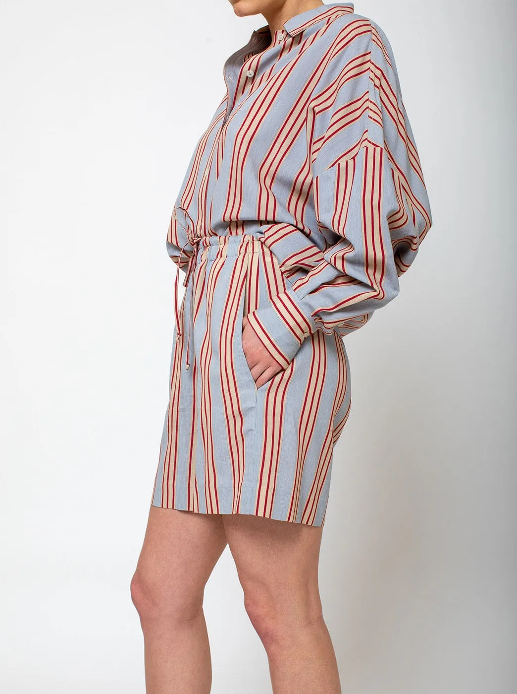 Violetta Shorts - Grey with Red Stripes
