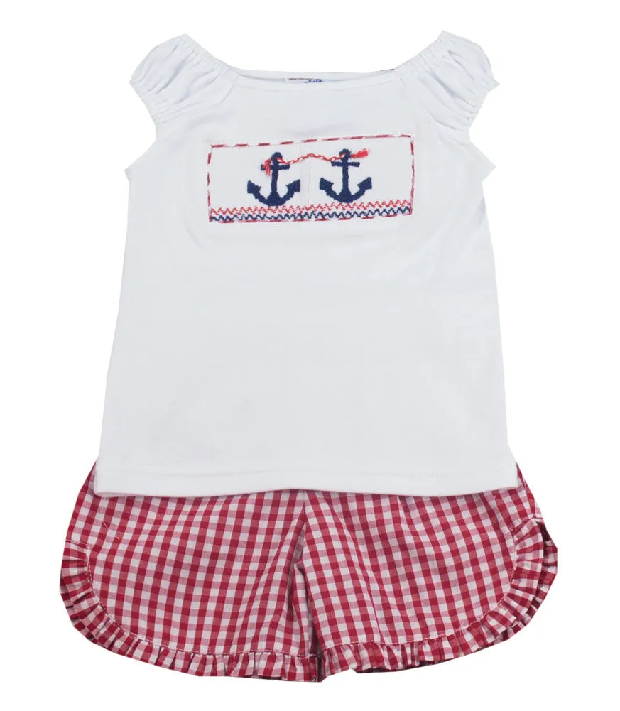 Vive La Fete Anchor Smocked Short Set