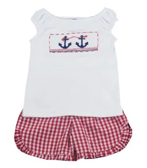 Vive La Fete Anchor Smocked Short Set